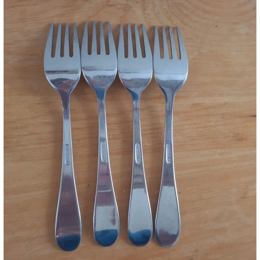 Set 4 Oneida Icarus Glossy Stainless Salad Forks 7”